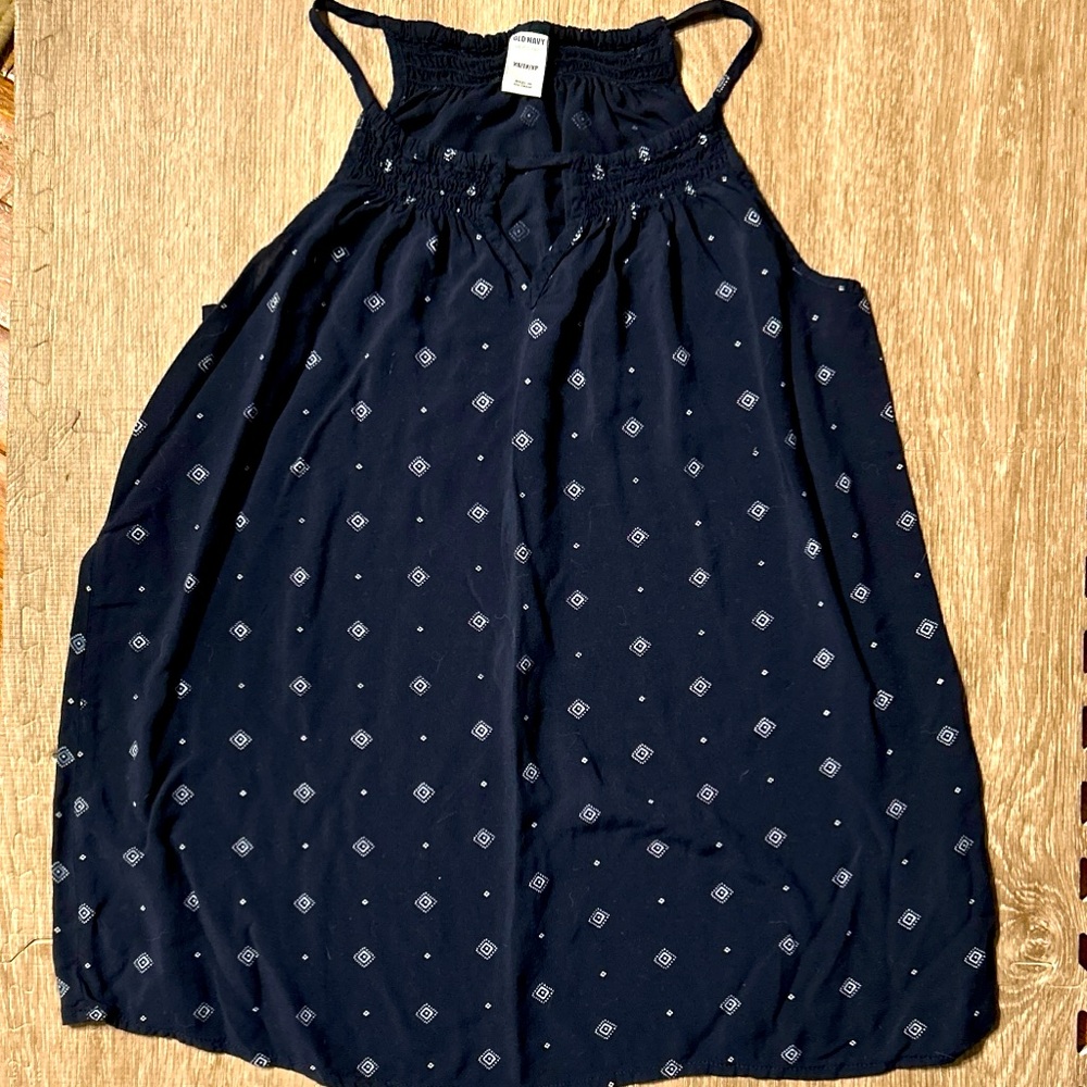 ✨ Old Navy Navy Blue Geometric Print Halter Tank Top | Size XS